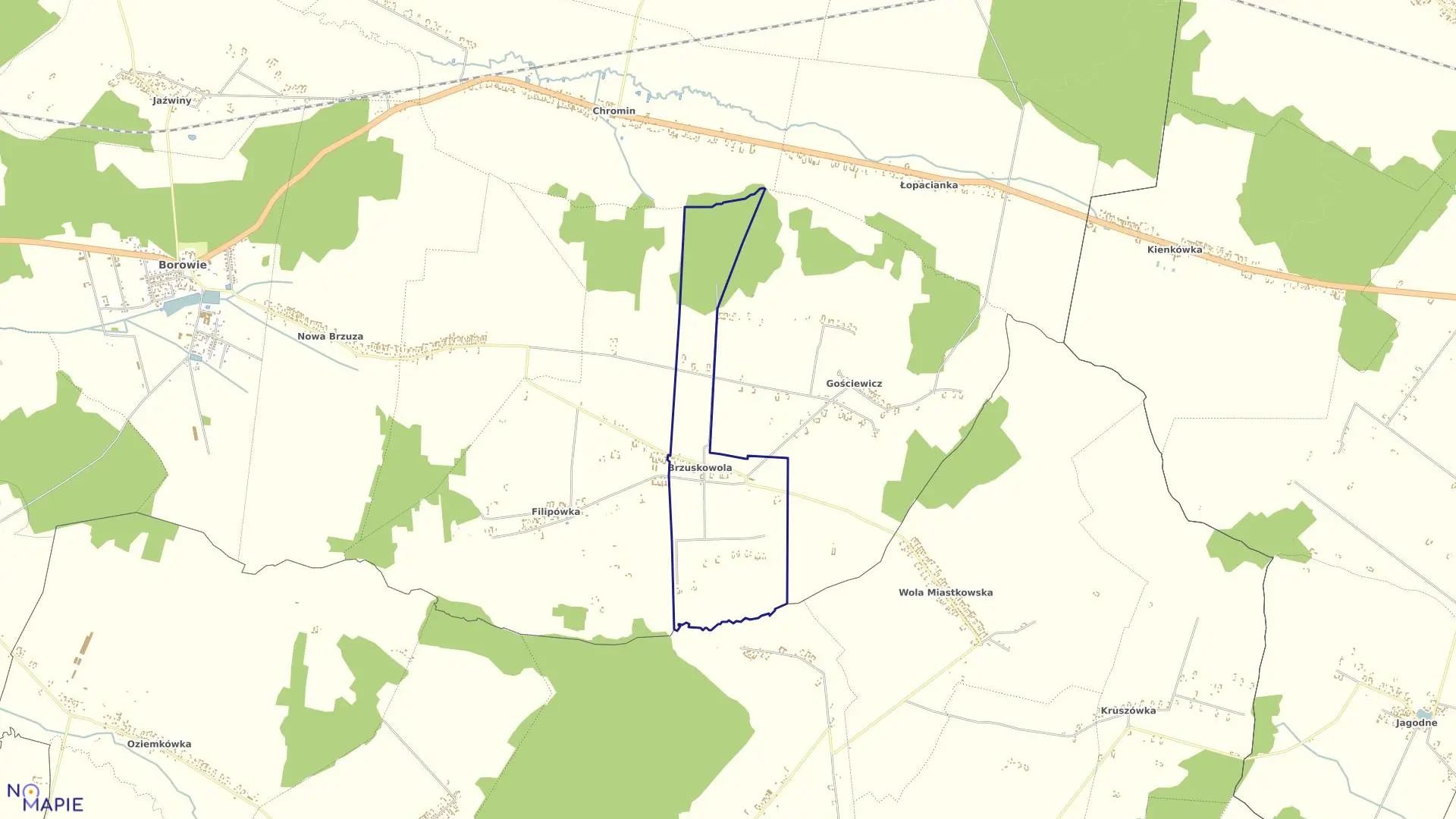 Mapa obrębu BRZUSKOWOLA w gminie Borowie