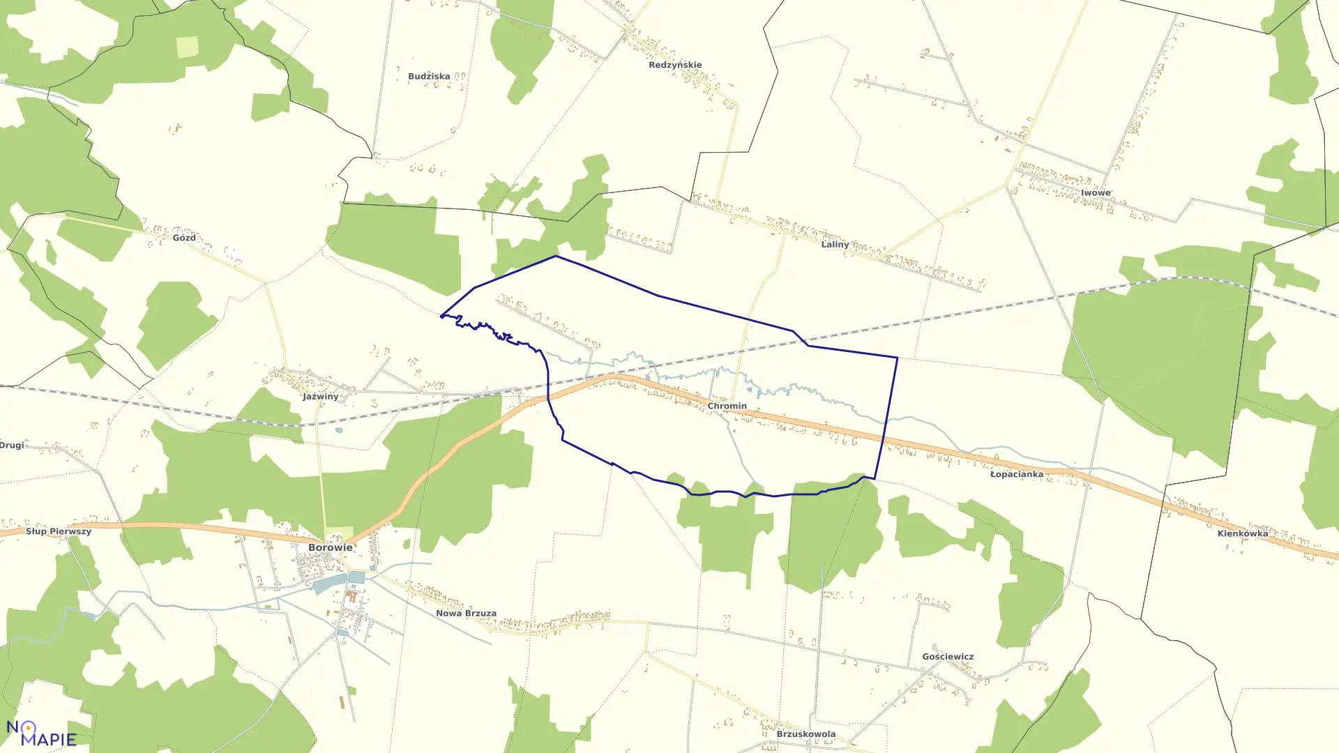 Mapa obrębu CHROMIN w gminie Borowie